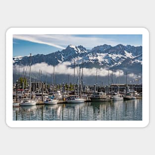 Boats and the mist Sticker